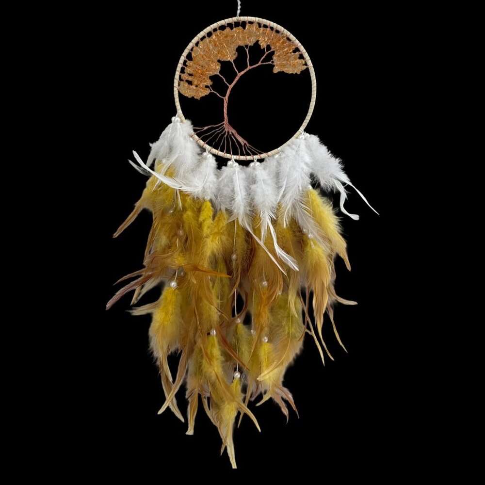 Huge Dream Catcher Tree of Life chip gemstone crystal natural feathers NEW